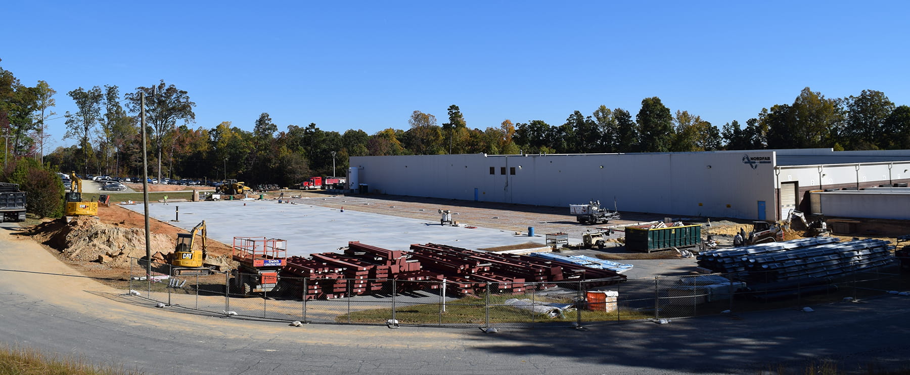 concrete partially poured for Nordfab's new building addition