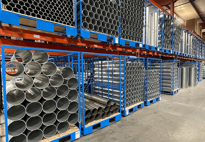 Stocked Quick-Fit Pipe in Nordfab's warehouse