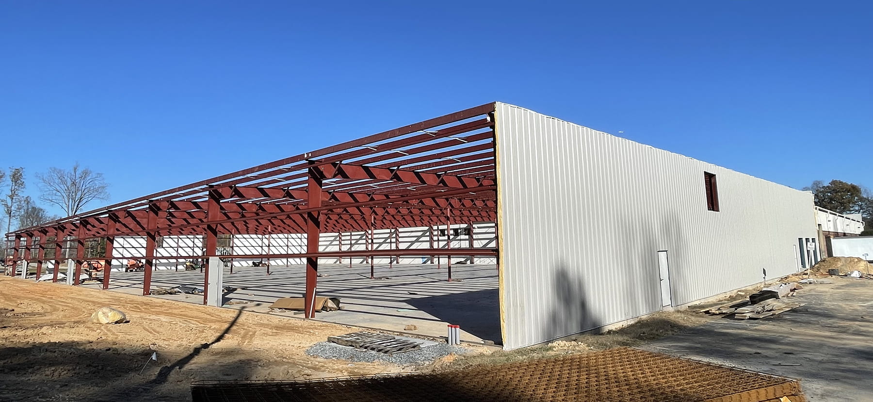 walls partially in place on Nordfab building addition
