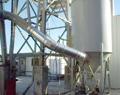 Exemple d’installation de tuyauteries Nordfab : Collecte de poussière de béton