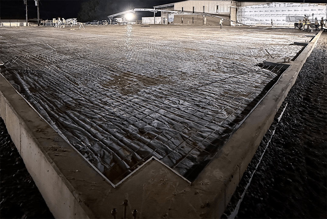 Crews began arriving at 3 a.m. on June 6 to begin pouring the concrete floor