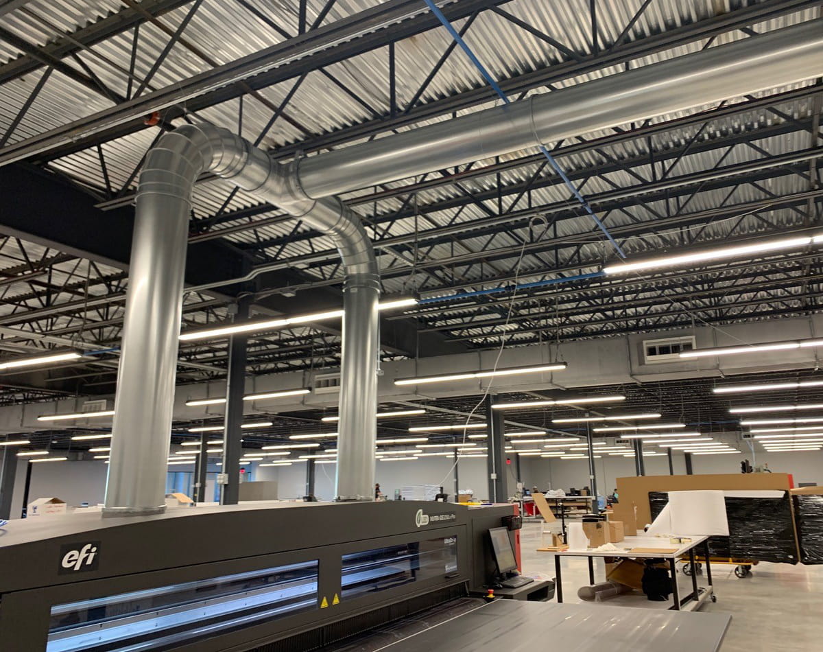 Nordfab dust extraction ductwork at The Trade Group facility
