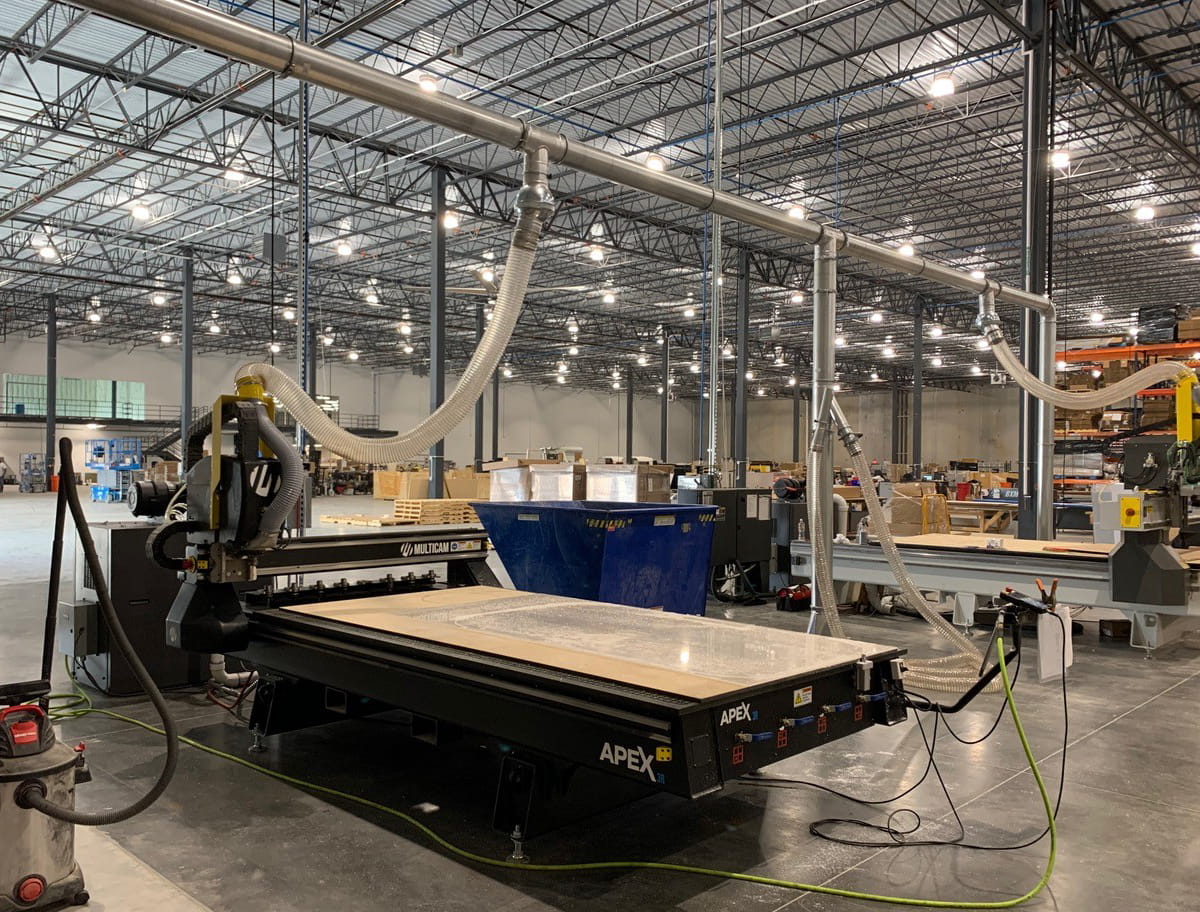 Nordfab Quick-Fit® ducting in dust collection system at The Trade Group manufacturing facility