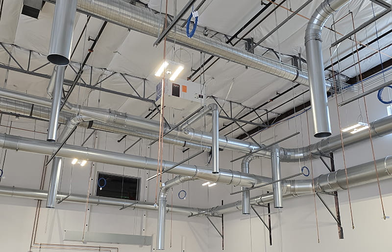 Nordfab Quick-Fit ductwork installed in dust extraction system at a ceramic products factory