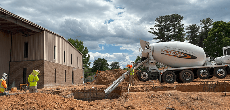 Construction workers began pouring cement footings at Nordfab's XD plant in May 2025