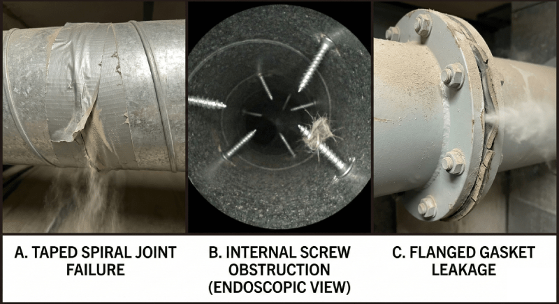 three types of duct leakage picture
