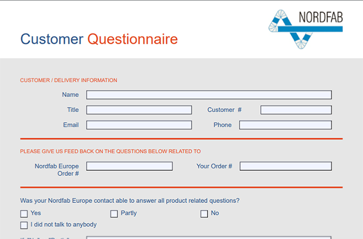 customer questionnaire