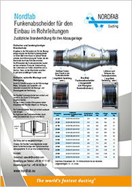 Funkenabscheider für den Einbau in Rohrleitungen