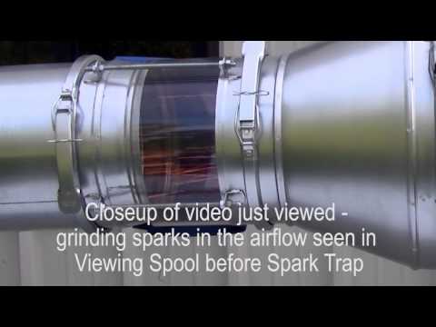 Nordfab In-line Spark Trap demo of spark removal